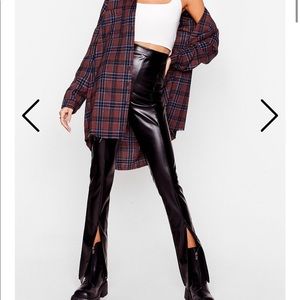 Nasty Gal Faux Leather Split Front Pant Skinny